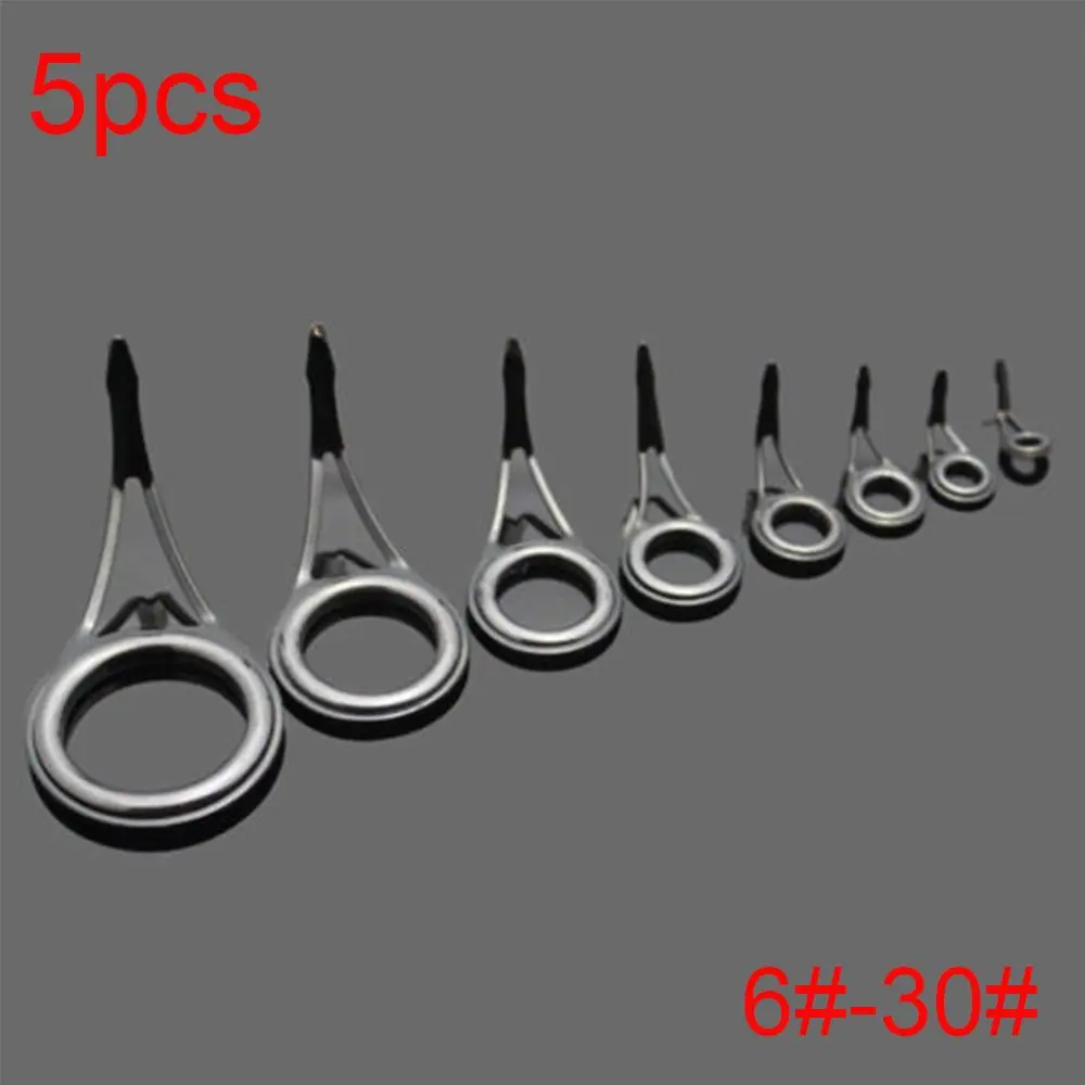 5Pcs/set High Quaility Stainless Steel O Ring Tackle Box Accessories Fishing Rod Guide Eye Ceramic Ring Tip Repair Kit