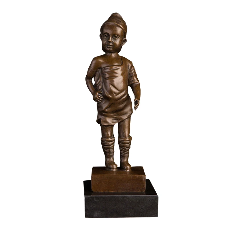 

ArtsHom DS-626 Casting Bronze Art Decor Bronze Lovely Boy Statue Sculpture European Child Boy Figurines For Children Day Gift