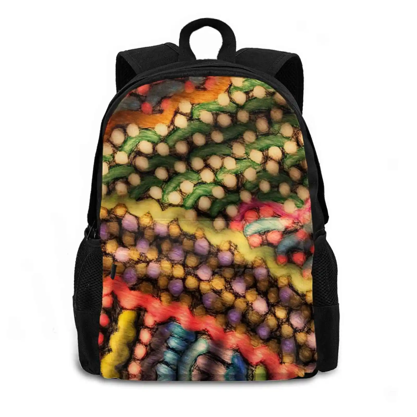 Dot Matrix Fashion Travel Laptop School Backpack Bag Abstract Experimentalism Dot Matrix Multi Colored Dots Wavy Lines