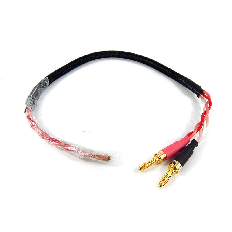 Cabo de alto-falante central surround hifi, linha de sinal de alto-falante de áudio, plugue banana americano para amplificador de áudio 0.5m-3m