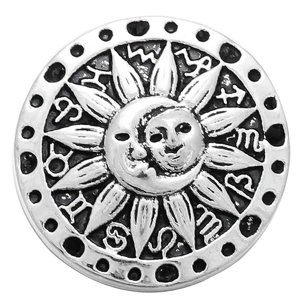 6pcs/lot New Snap Jewelry 18mm Metal Snap Buttons Sun Fowl Cattle Hawaii Christmas Snowflake Snaps for Snap Button Bracelet