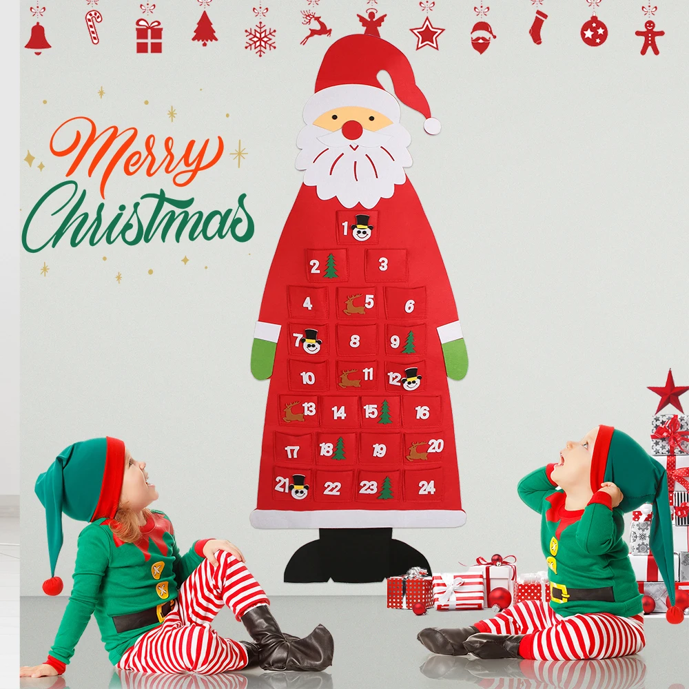 เด็ก Montessori ของเล่น32Pcs DIY Felt Christmas Tree เด็กวัยหัดเดิน Busy Board Xmas Tree ของขวัญสำหรับ Boy Girl ผนังเครื่องประดับตกแต่ง