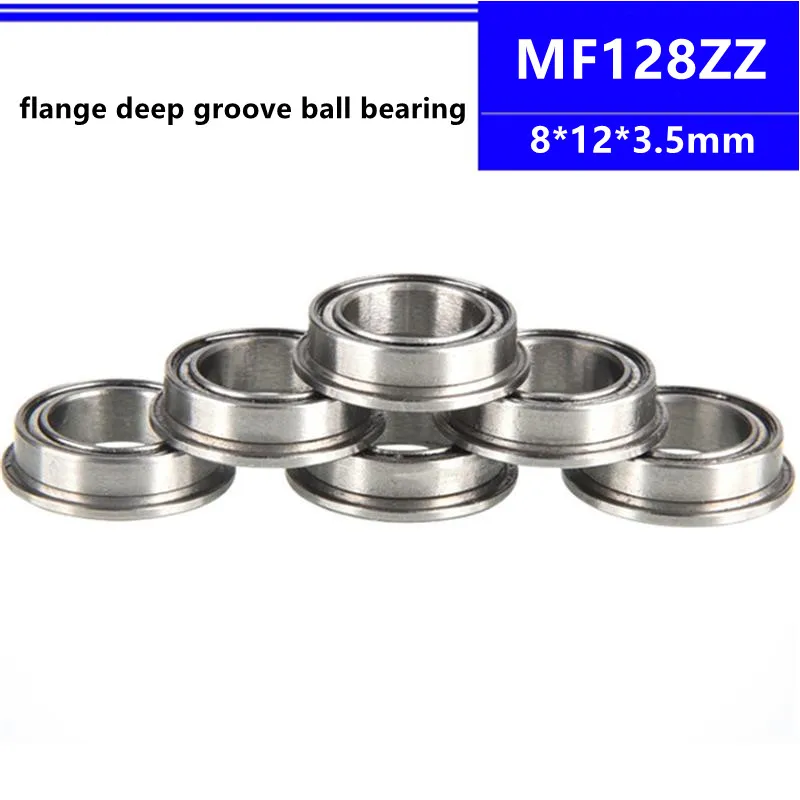 50-500pcs MF128ZZ 8*12*3.5mm LF1280ZZ flange deep groove ball bearing 8x12x3.5mm MF128Z Flanged bearing