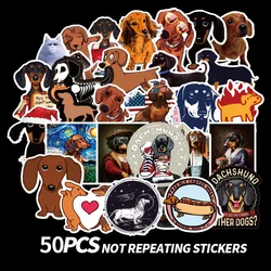 50 PCS Dachshund Dog Sticker Waterproof For on Skateboard Hydro Fask Laptop Suitcase Cute Animal Cartoon Stickers