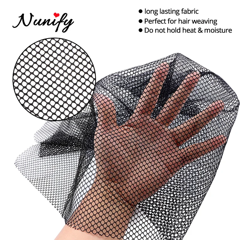 Nunify Co Dãn Đen Dệt Nón Thun Tóc Snood Tóc Giả Hairnet Thụy Sĩ Ren Lưới Tầng Hầm Trước Đóng Cửa Nền Dệt