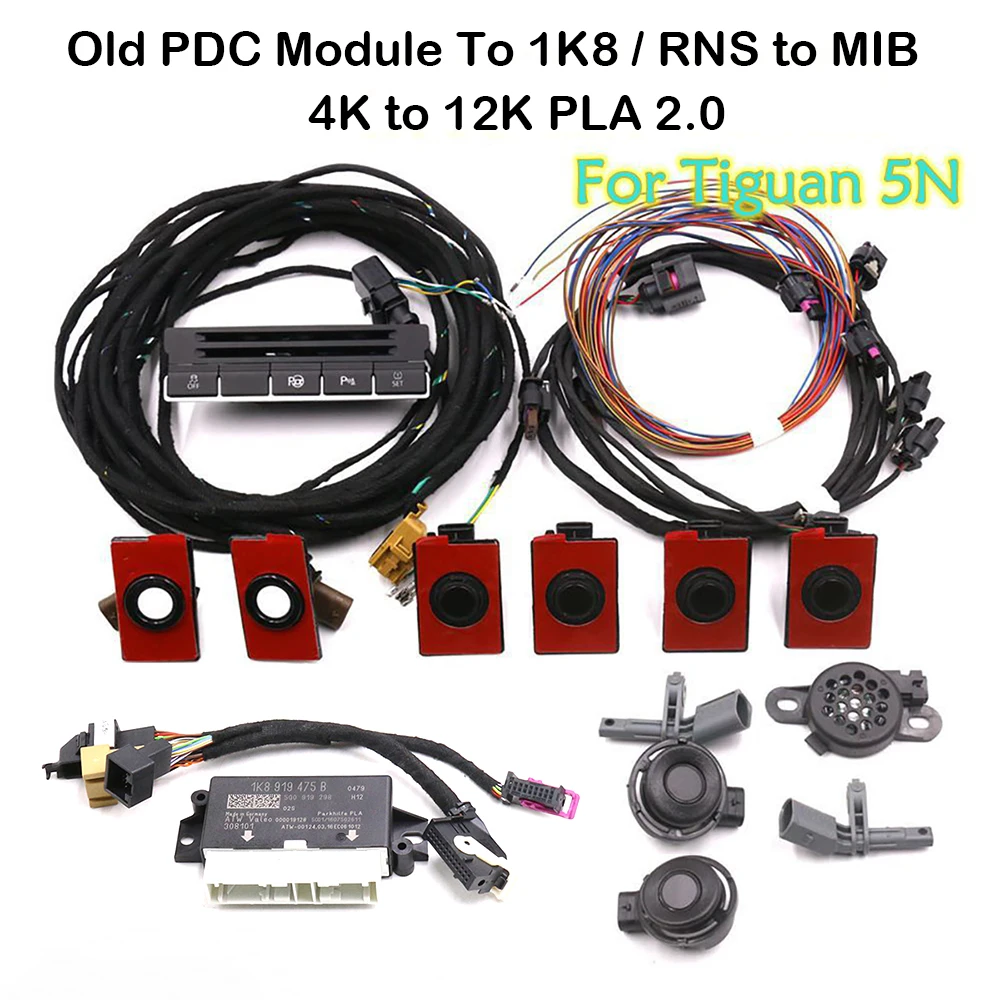 For Tiguan 5N Upgrade Old PDC Module To 1K8 / RNS to MIB  Intelligent Parking Assist Park Assist PLA 2.0  4K TO 12K