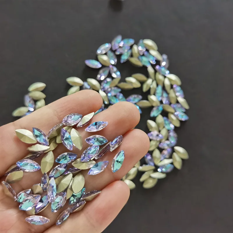 YANRUO 4200 Navette tutte le dimensioni cristallo a punta strass lucidi gioielli in vetro fai da te che fanno accessori decorazione per Nail Art