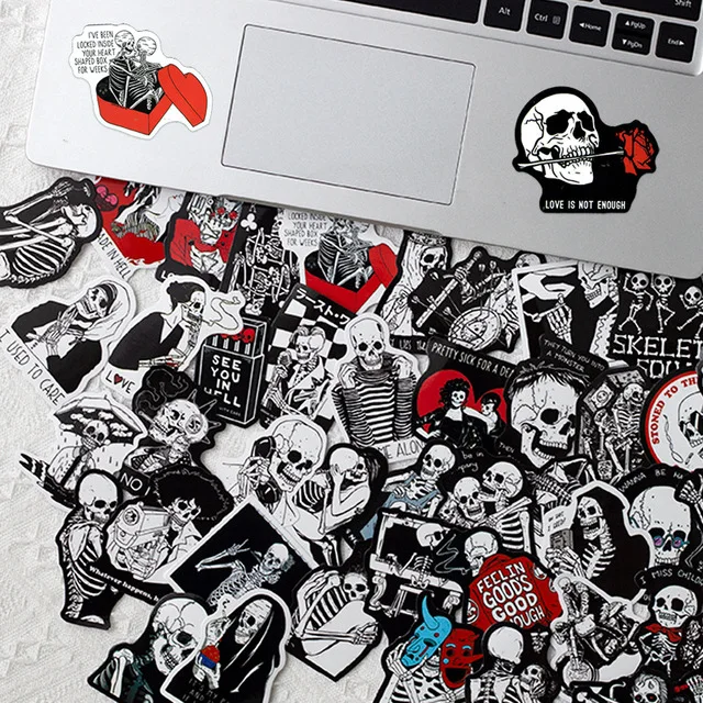 10/30/50PCS Red And Black Skeleton Sticker Ghost Funny Horror Sticker For Suitcase Skateboard Fridge Laptop Decals Graffiti F3