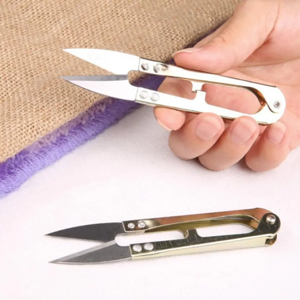 1Pcs ตัดเย็บกรรไกรสแตนเลส U รูปร่างตัด Clippers DIY เส้นด้าย Tailor Stitch Craft Home เครื่องมือเย็บปักถักร้อย