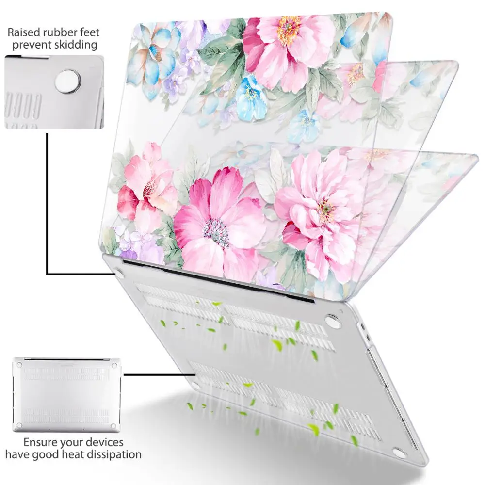 For MacBook Air 13 inch Case 2020 A2237 A2179 Cover Flower Print Laptop Case for MacBook Pro 13 16 Touch bar A2141 A2289 A2337