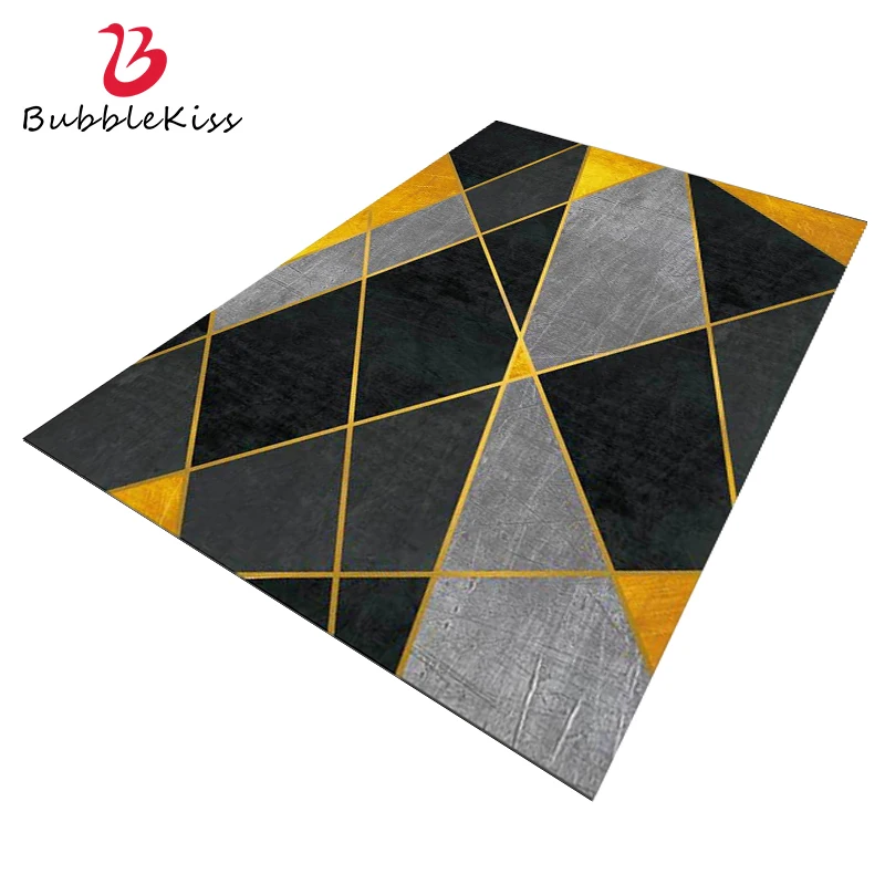 Bubble Kiss Nordic Style Carpets For Living Room Fashion Gold Line Decoration Rug Home Gray Anti Slip Floor Mat Bedroom Area Pad