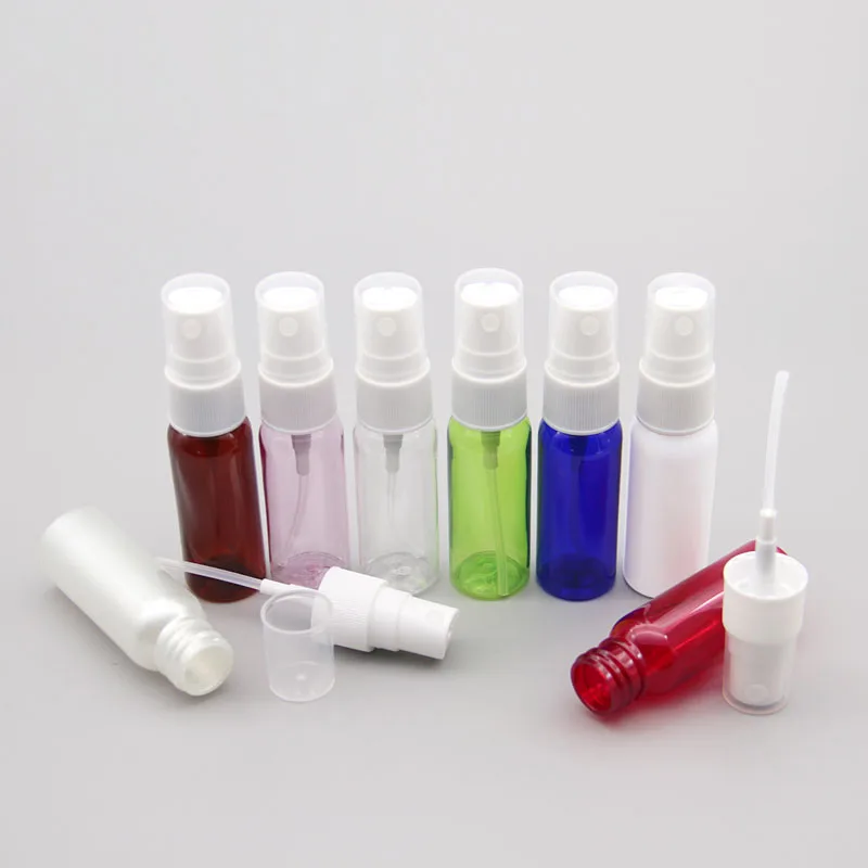 100pcs 20ml Miniature White Plastic Bottle With Mist Spray 20cc Empty Perfume Sprayer Container Samll Sample Pocket Bottles