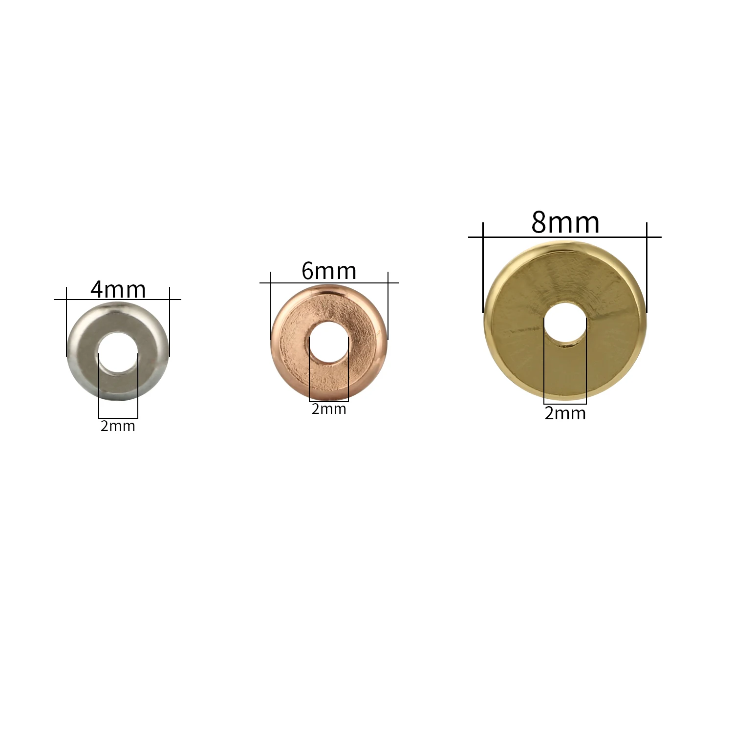 Stainless Steel Charm Spacer Beads Flat Round Loose Beads DIY Bracelet Wheel Bead For Jewelry Making Finding Accessories 4/6/8mm