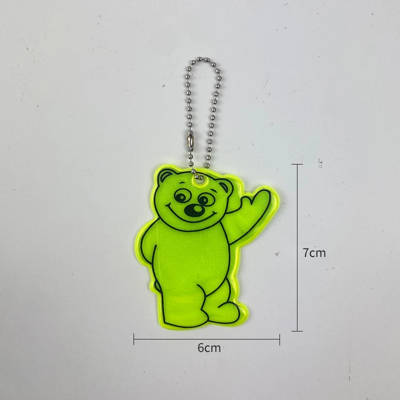 10Pcs Cute Colorful Bear Bag Pendant Charm Jewery Accessories Reflective Keychain PVC Keyrings for Kids Women Traffic Safety use