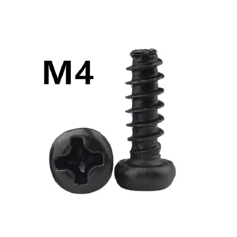 

1000PCS M4x6/8/10/12/16/20mm PB Black 304 Stainless steel Cross Round Head Flat Tail Self-tapping Screw