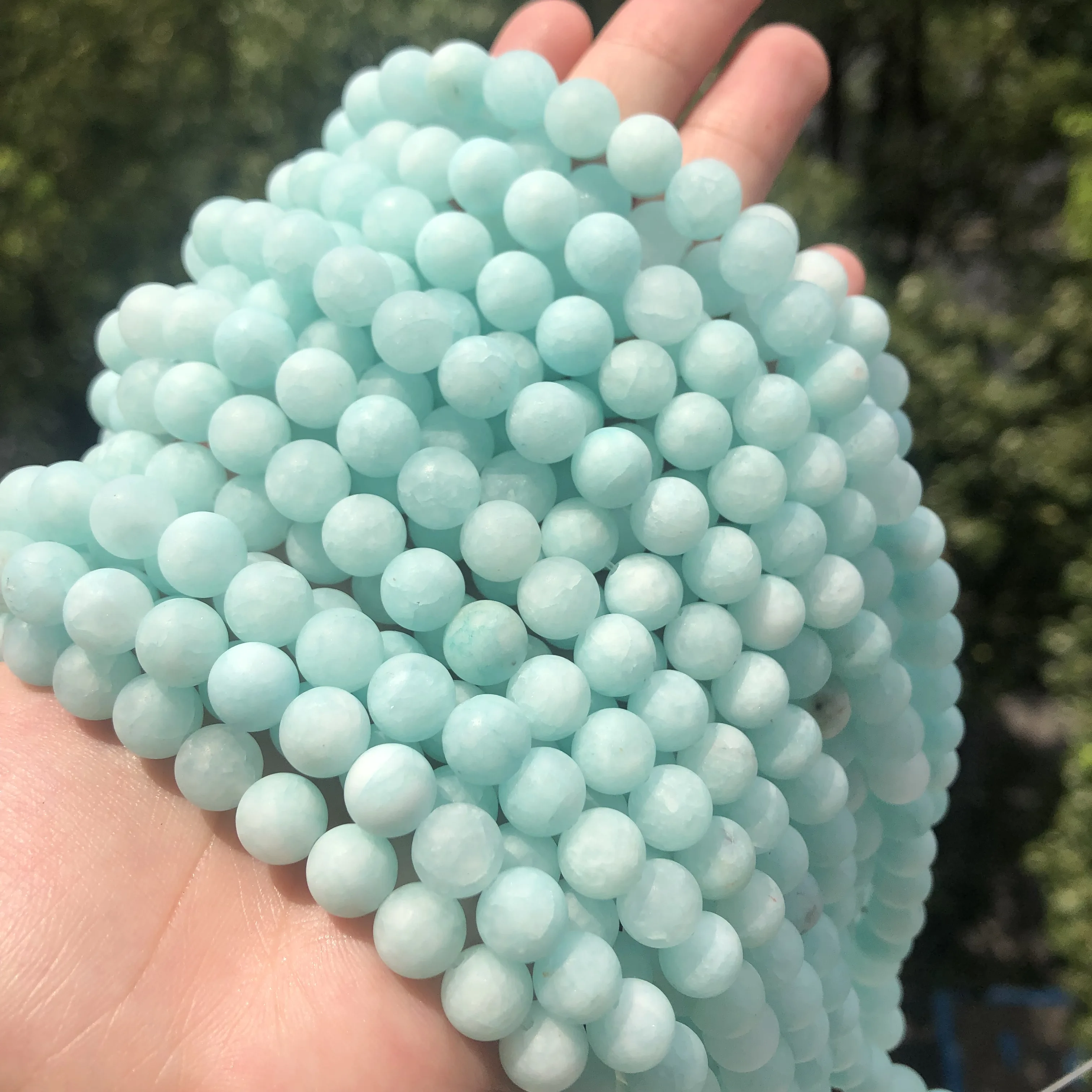 6 8 10 mm Frosted Blue River Amazonite matte Jades beads natural stones Round loose beads for jewelry making bracelet necklace