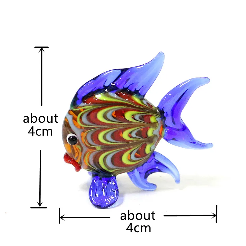 Colorful Tropical Fish Mini Figurines Cute Tiny Sea Animal Glass Craft Ornaments Collection Home Aquarium Decoration Accessories