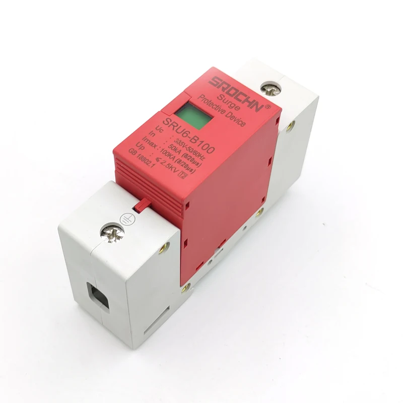 AC SPD 1P 2P 3P 4P 20-100 KA 220V 385V House Lightning Surge Protector Protective Low-voltage Arrester Device OEM Factory