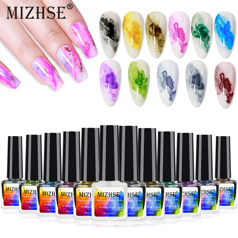 

MIZHSE 12pcs/lot Blooming Gel Nail Polish Set Blossom Effect Nail Art Semi Permanent Enamel Gel Varnish Nail Polish for Manicure