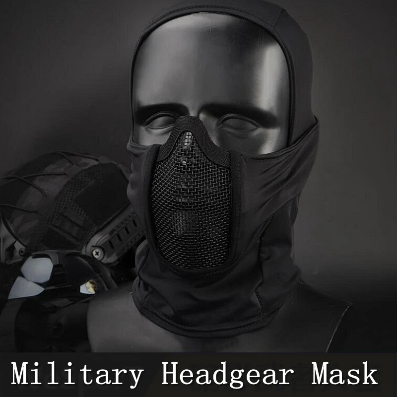 Mesh Maske Tactical Airsoft Full Gesicht Schutz Maske Ninja Stil Haube Stahl Metall Mesh Maske mit Polyester Stoff Faltbare