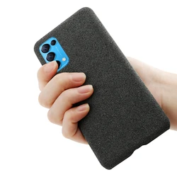Luxury Cloth Leather Case for OPPO Reno5 5G, Slim PC Phone Cover for Oppo Reno 4 SE Lite 2 F Z 3 4G 5 Pro Plus 5G Coque