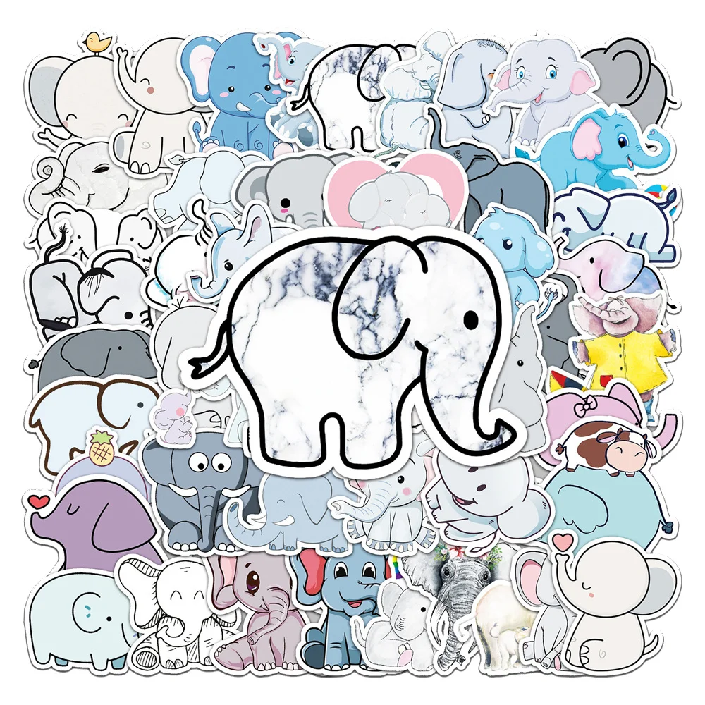 50pcs Cute Elephant Stickers For Notebooks Stationery Laptop Kscraft Personalized Sticker Scrapbooking Material Craft Supplies