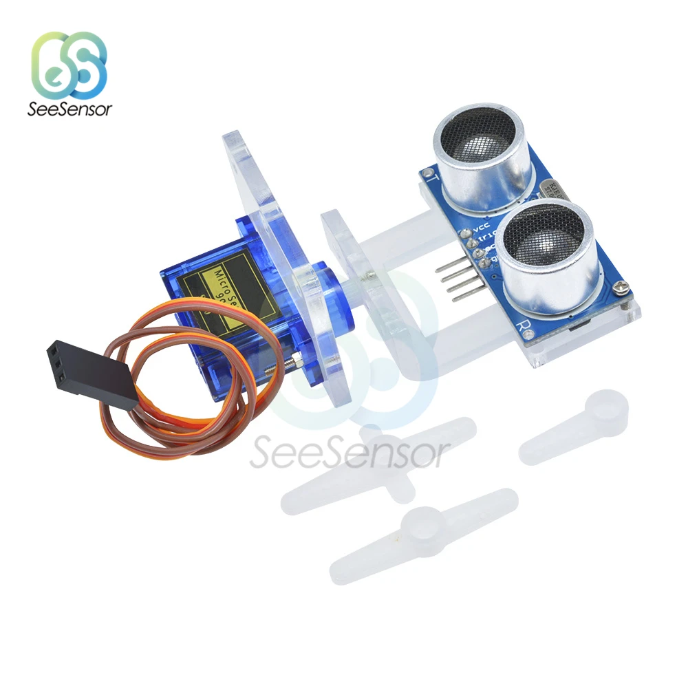 Mini SG90 Servo + HC-SR04 Ultrasonic Ranging Module + Mounting Brackets DIY Kits