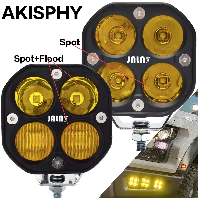 Akissm-farol para motocicleta, luz de led, 40w, para carros, atv, suv, caminhão, feixe de iluminação, amarelo branco, 10v, 30v