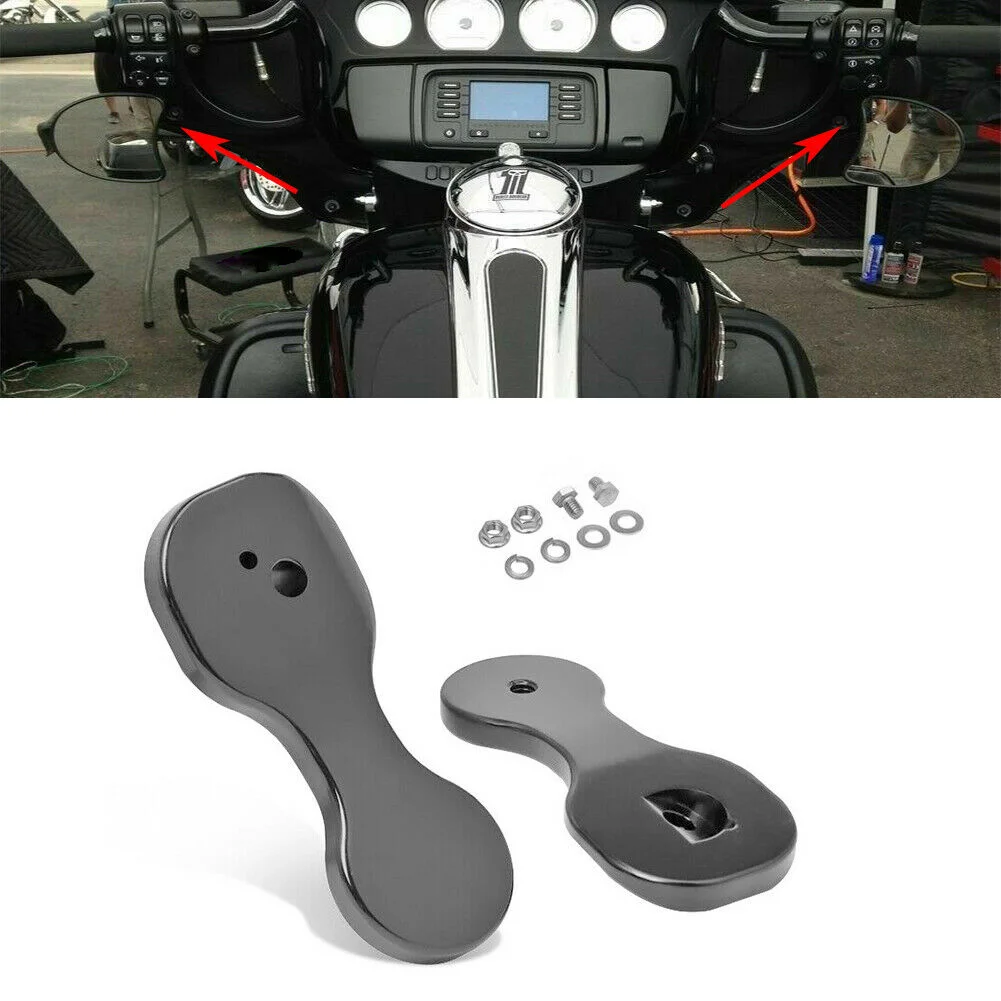 Motorcycle Black Mirror Brackets Adapter for Harley Touring Electra Street Glide CVO Limited FLHTKSE Batwing Bagger 2014-2021