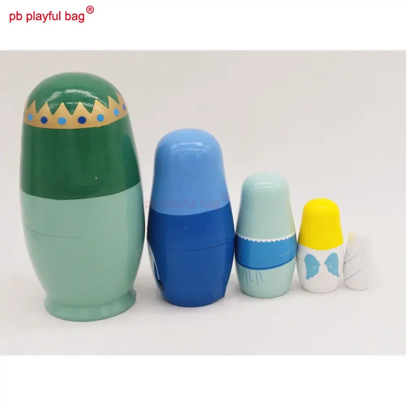 Bambole russe a cinque strati Set di giocattoli per bambini fai da te in legno Artigianato squisito Bambola russa che nidifica Regalo di Natale Decorazioni per la casa HG42