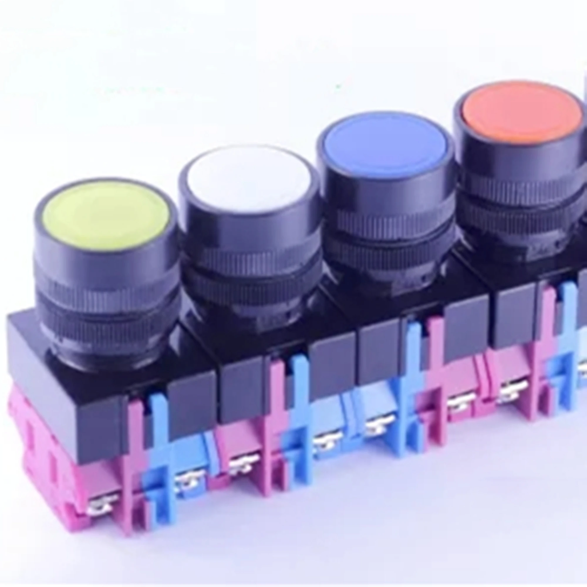 ELEWIND 22mm  Screw terminal 1NO1NC momentary (Push on)  Flat head  button switch with led light (PB221-11D/R/12V)