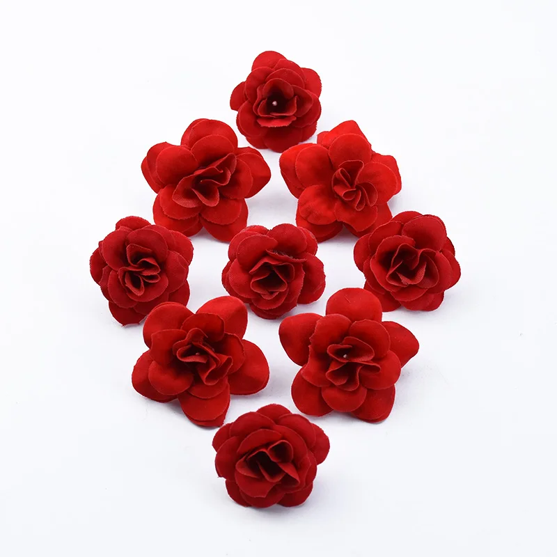 50/100 Stück Rote Rosenköpfe Künstliche Blumen für Valentinstag, Hochzeit, Dekoration, DIY-Heimzubehör, Süßigkeitenbox, Scrapbooking, Geschenke, Kopfbedeckung – Detail 4