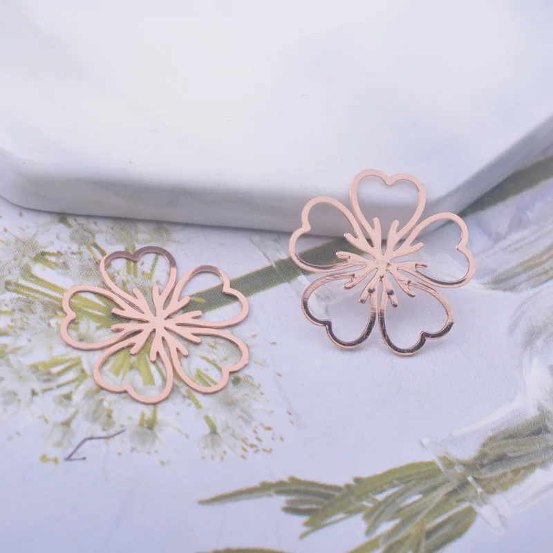 50 Stück AC12177 17mm Messing-Blumen-Abstandshalter-Anhänger Schmuckdekoration – Detail 7
