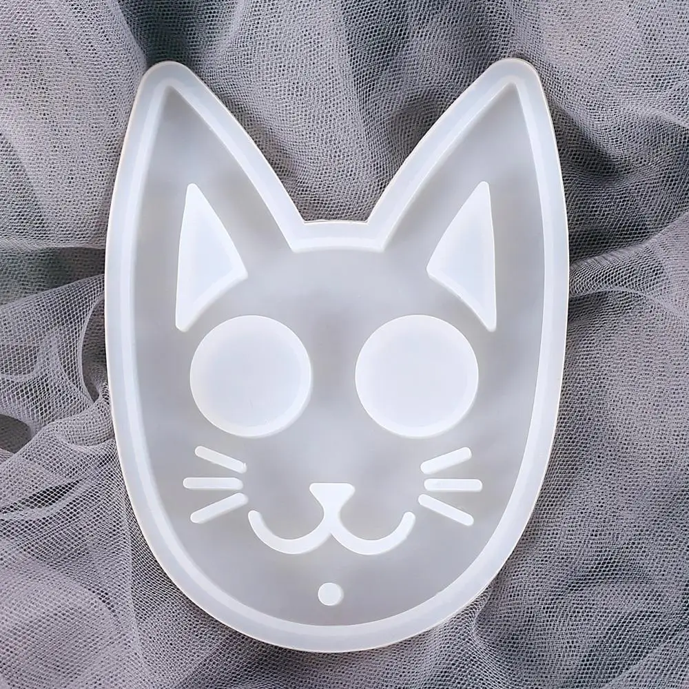 Cat Keychain Accessory Pendant diy Self Defense Keychain Mold Silicone Resin Molds Cat Face Self-defense Silicone Mold for Epoxy