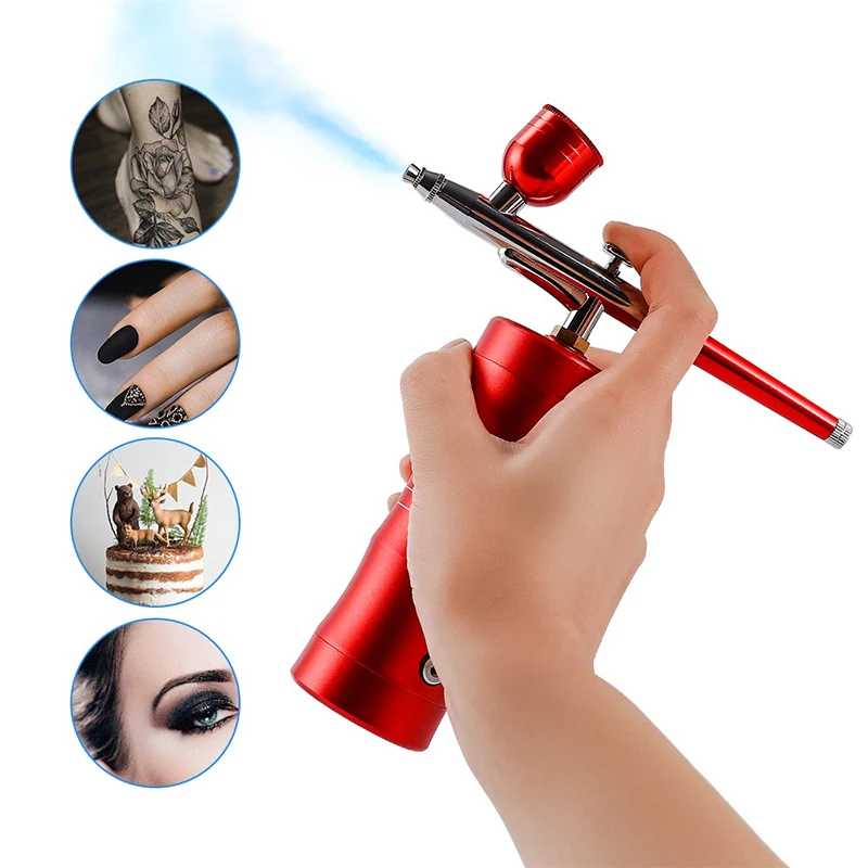 Mini Airbrush With Compressor 40 ML Dual Action Airbrush Art Car Model Tattoo Kit For Nail Design And Skin Care Hydration Tool