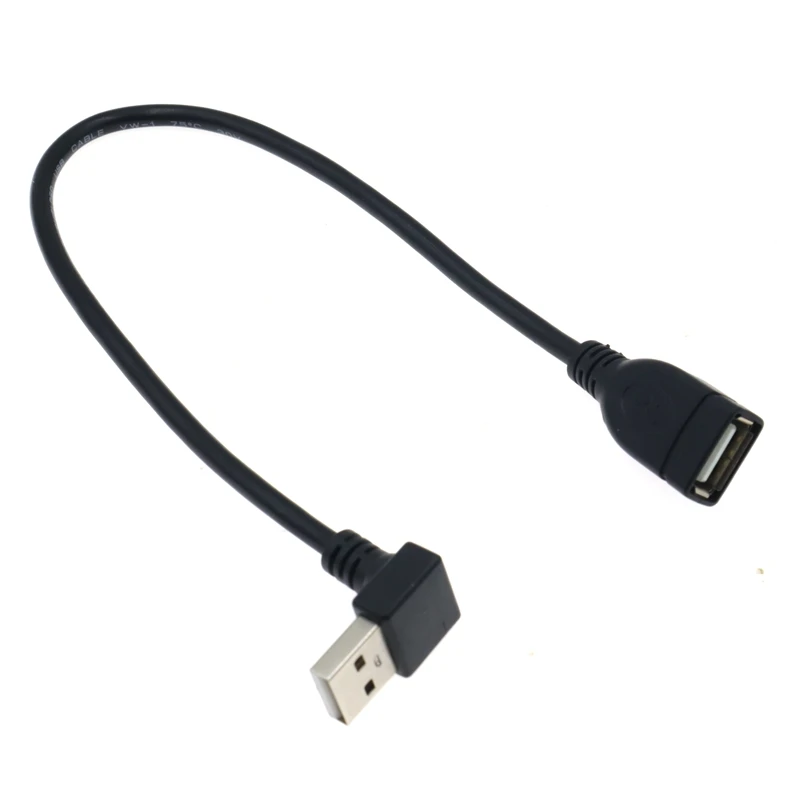 Prawo/lewo/dół/góra 90 stopni kąt USB 2.0 A rozszerzenie męskie i żeńskie przedłużacz z adapterem komputerowy przedłużacz USB 0.3m