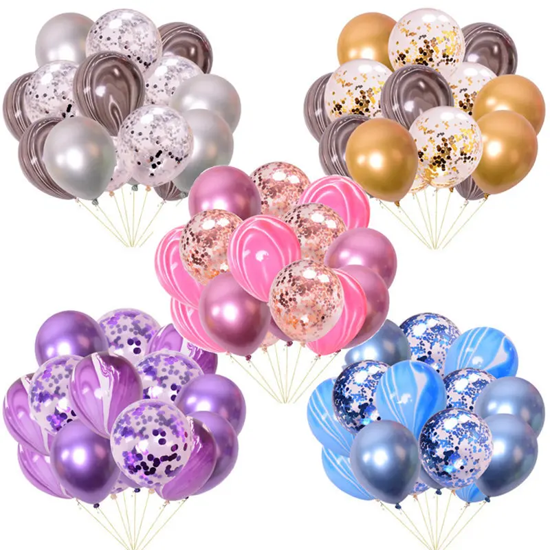 15 stücke konfetti ballon mit achat ballons metall latex ballon geburtstags feier hochzeits dekoration abschluss feier dekor