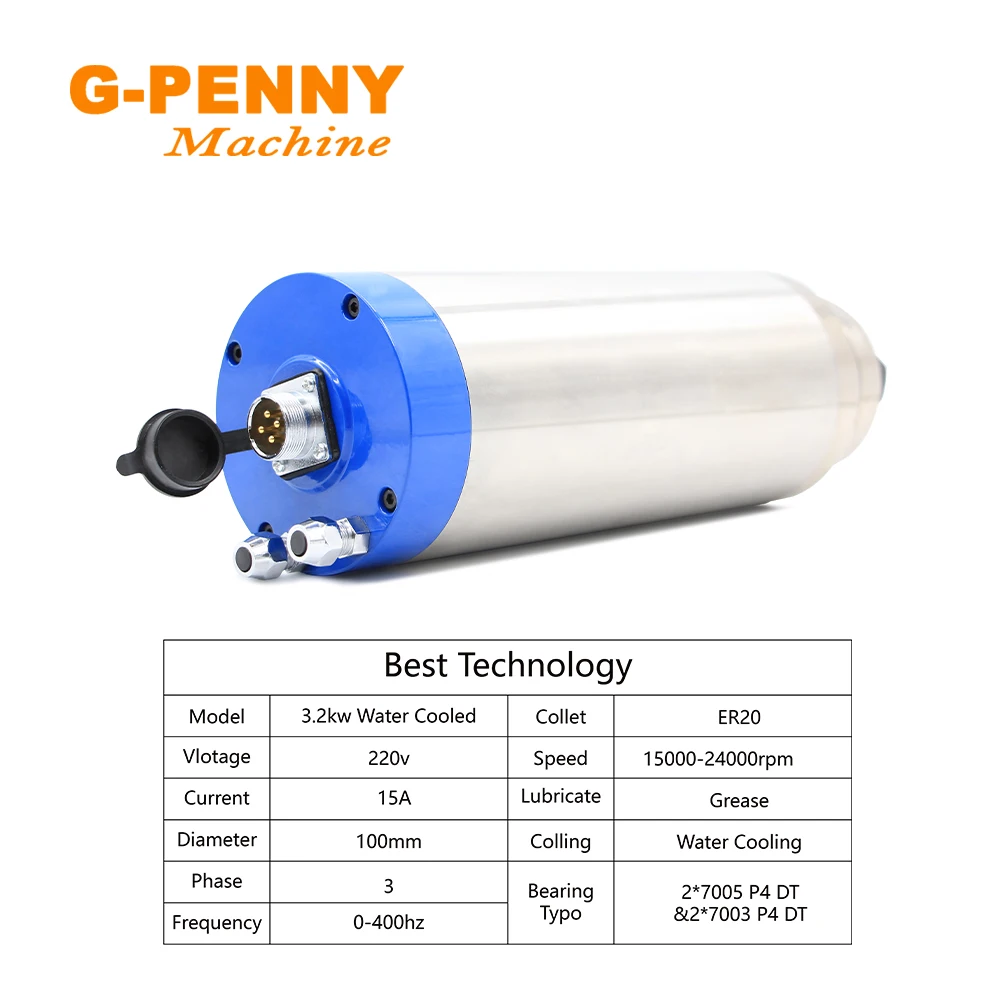 CNC 3.2kw ER20 Water cooled spindle Wood working 3.2kw updated water cooling spindle motor for CNC Router engraving  machine!