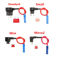 12V Fuse MINI SMALL MEDIUM Size Car Fuse Holder Add-a-circuit TAP Adapter With 10A Micro Mini Standard ATM Blade Fuse With