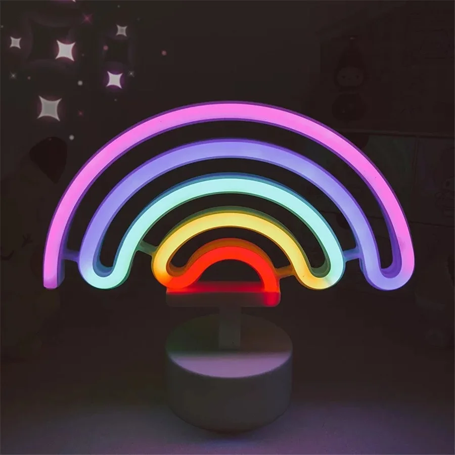 USB/Battery Dual Support LED Neon Lights Rainbow Modeling Decorative Night Lights Multi-functional Home Festive Atmosphere Lamp