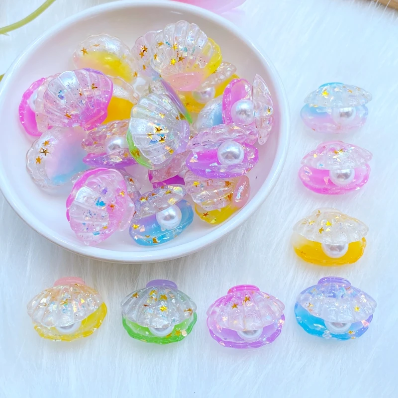 10Pcs New Cute 3D Shiny Shells Flat Back Resin Cabochons Scrapbooking DIY Jewelry Craft Decoration Accessorie Q24