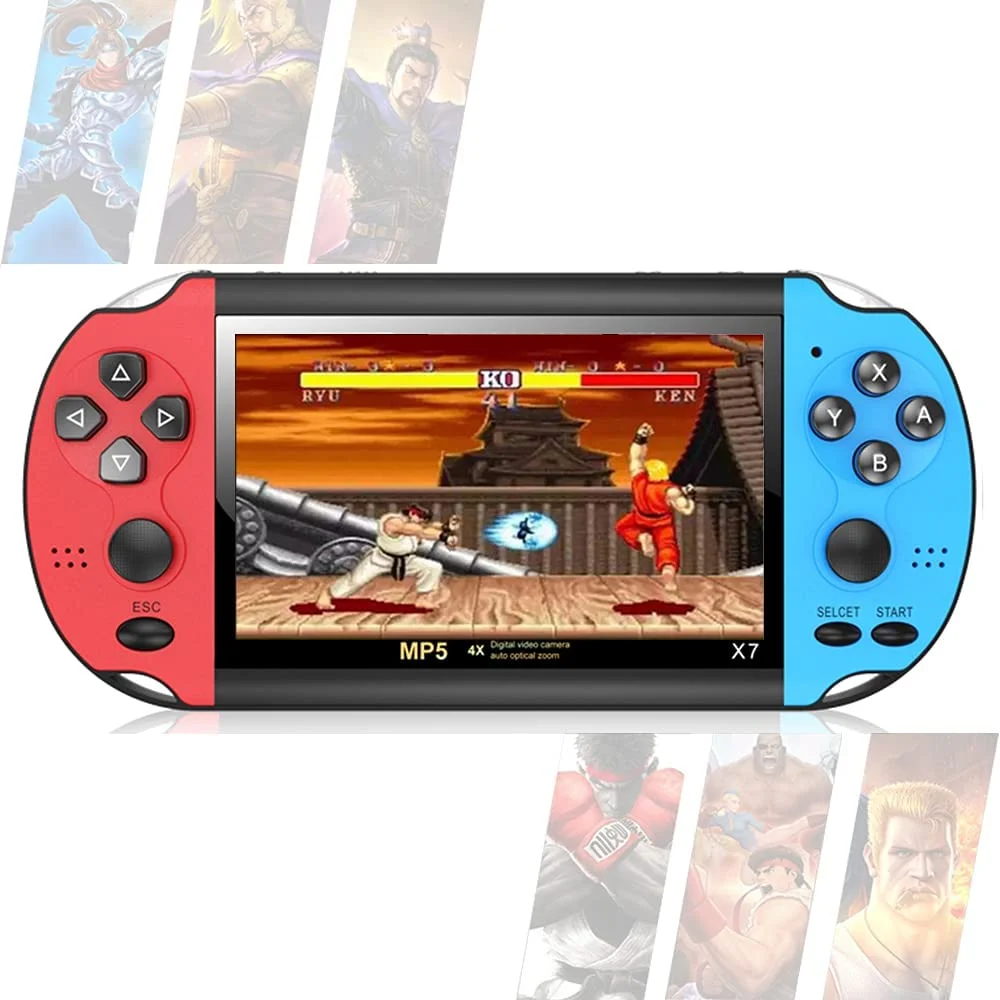 X7 Video Games Handheld Retro Console  32/64/128 Bit LCD X7 Double Rocker 8G MP5 TF Card Support GBA NES FC MD NEO GEO SFC SMC