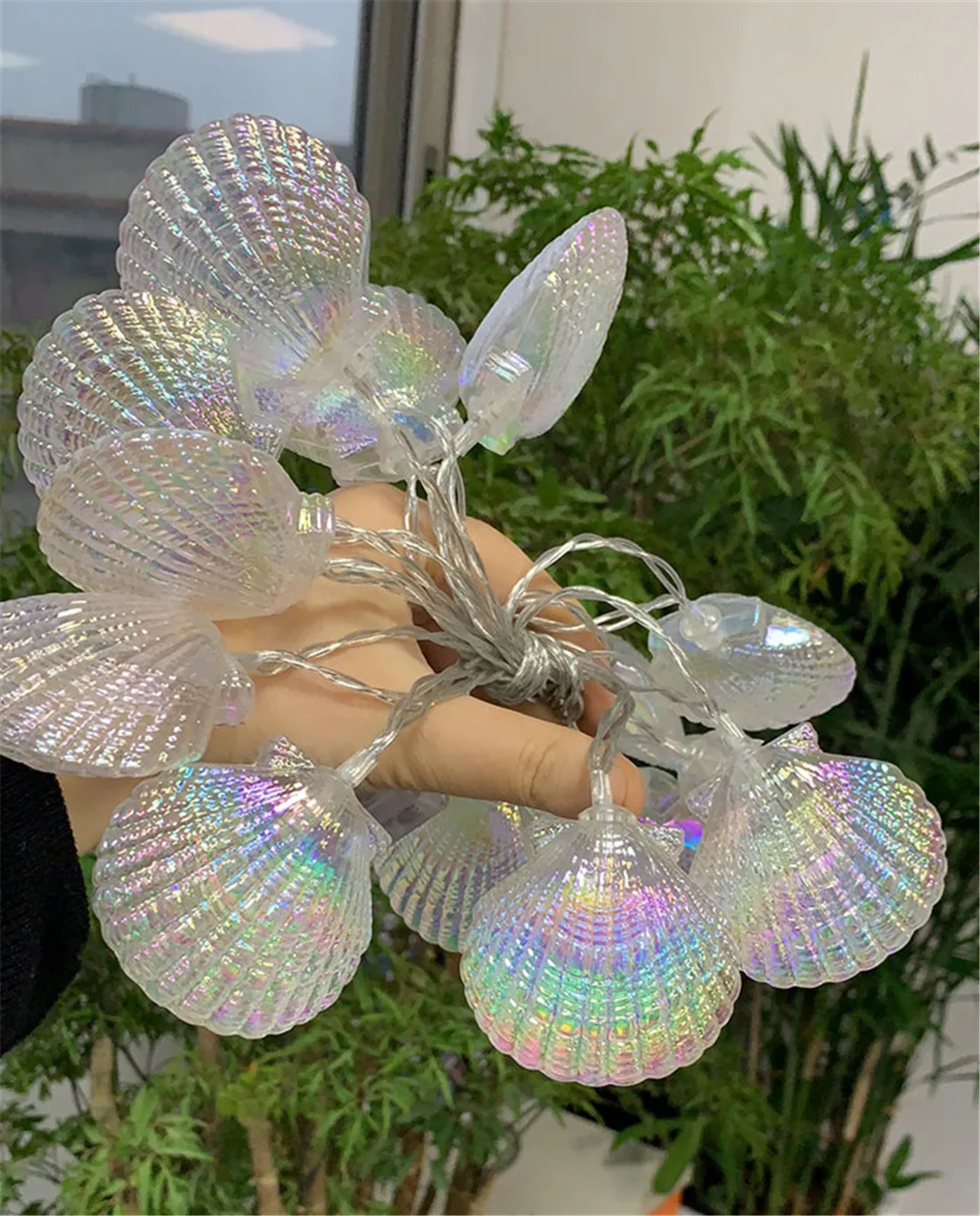 Seashell luzes da corda para decoração do feriado alimentado por bateria escudo luzes de fadas para terraço festa de jardim decoração da árvore de