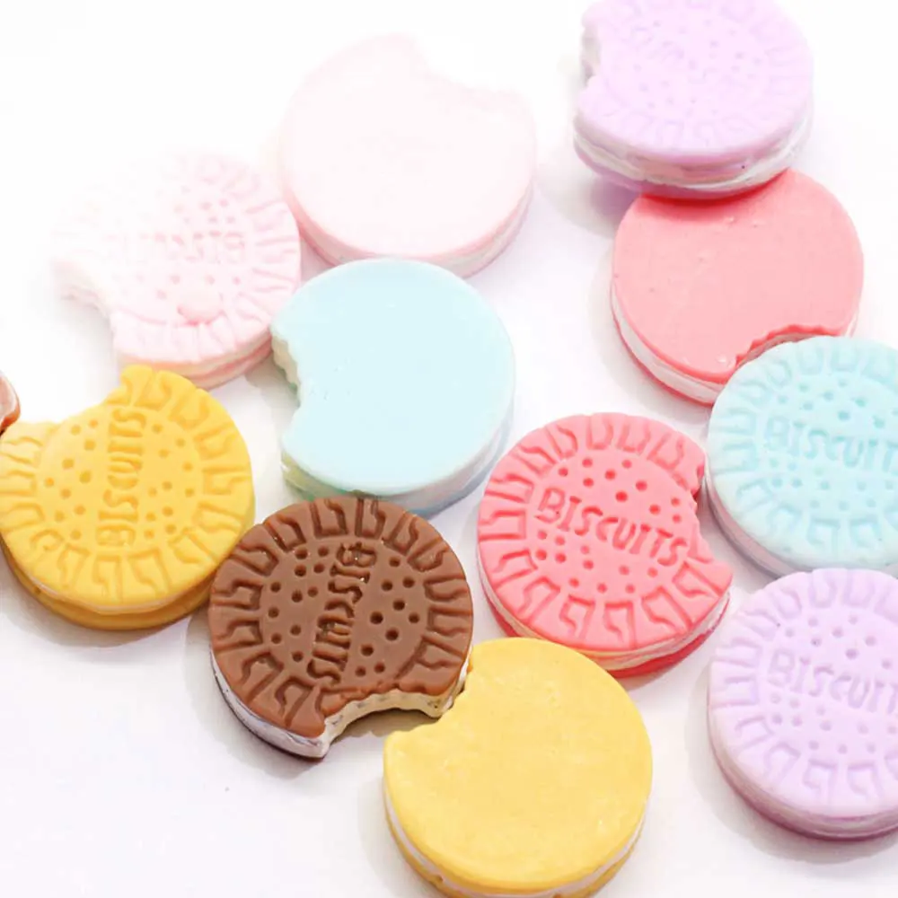 DIY Resin Cookies Sandwich Biscuits Cabochon Charms Ornament Food Craft Pendants Decoration Jewelry Making Play Dolls