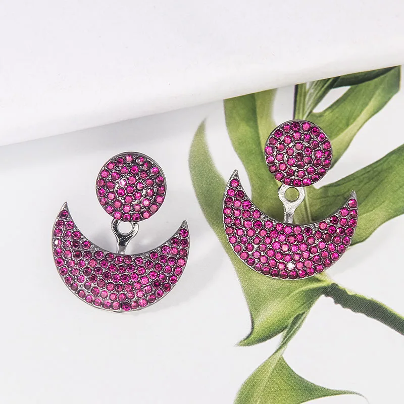 

S1830 Fashion Jewelry Moon Earrings Exaggerated Geometric Rhinstone Stud Earrrings