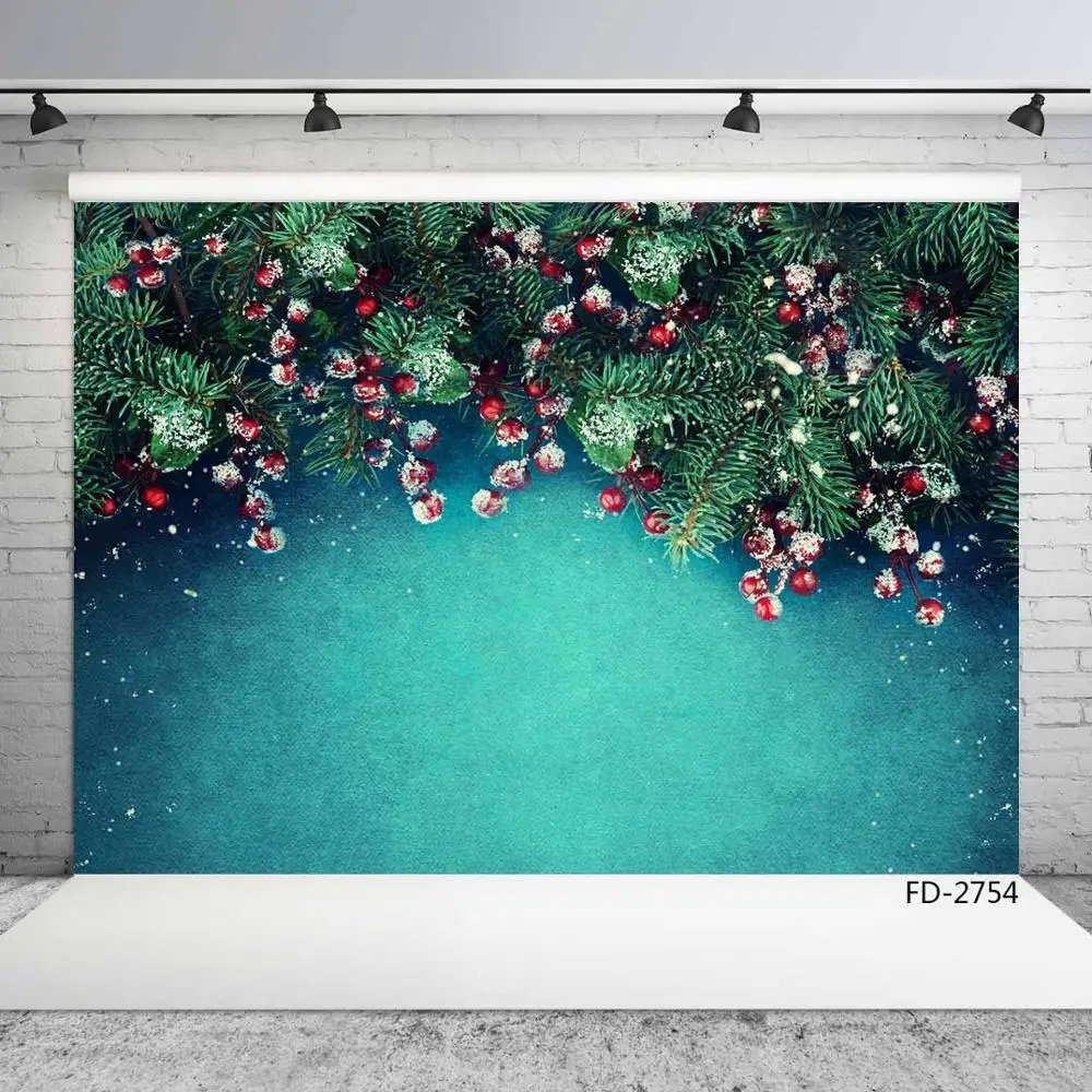 Holly Christmas Snow Photography Backdrops Vinyl Cloth Photo Studio Background for Children Baby Family Photophone Photobooth