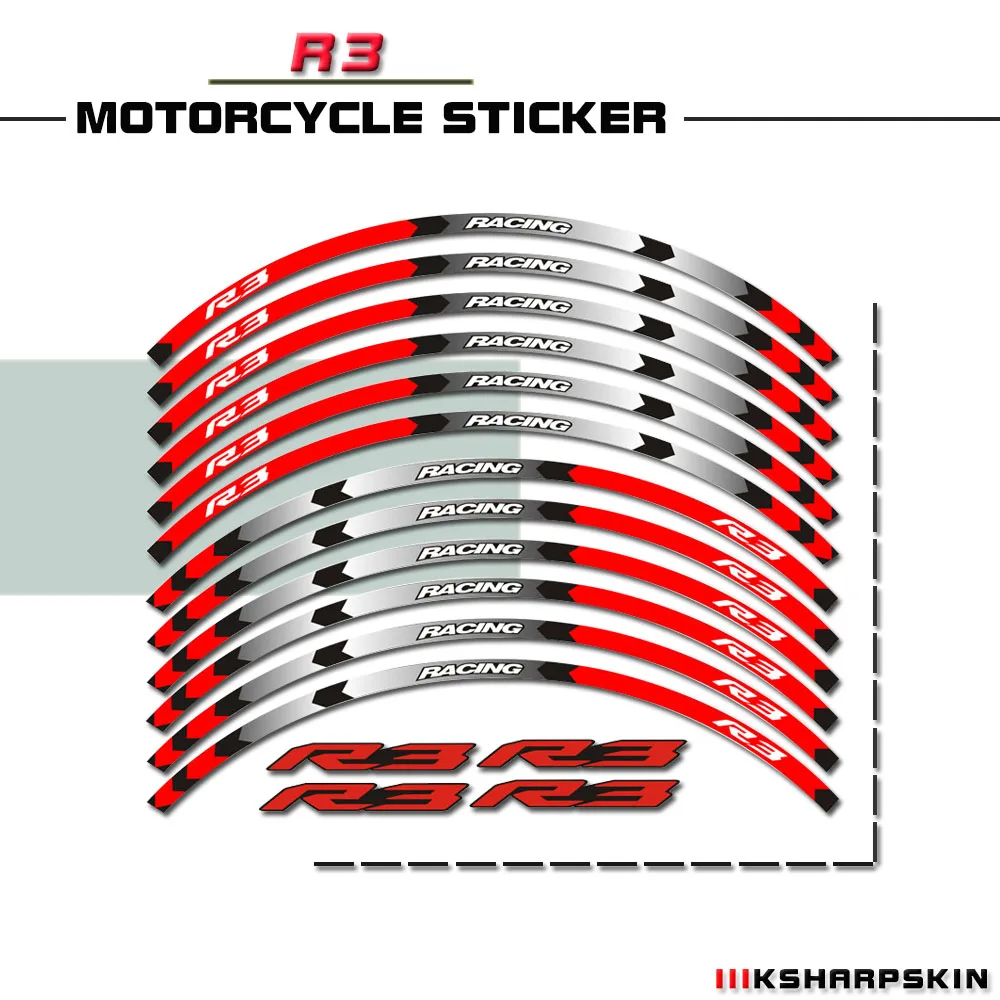 

Motorcycle wheel reflective color stickers waterproof and sunscreen high quality suitable for YAMAHA YZF R3