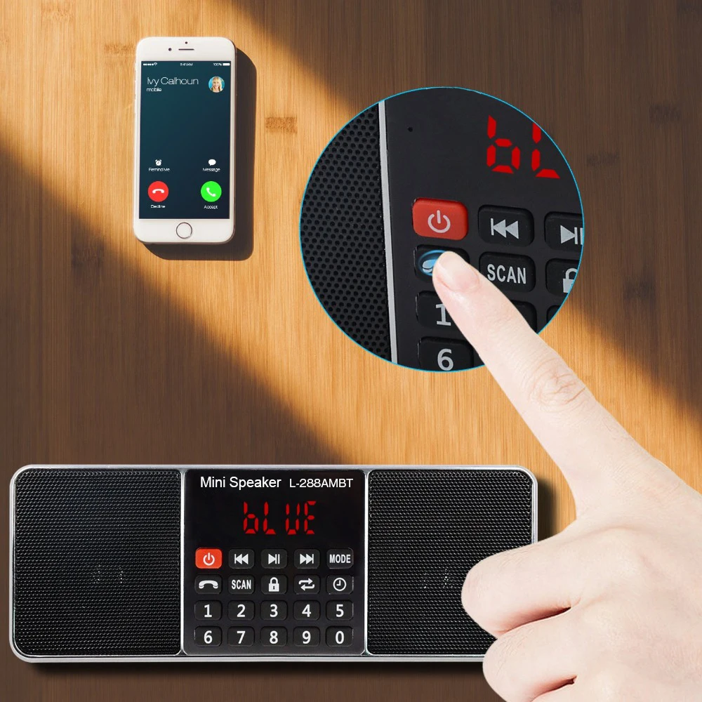 Lefon Digital Bluetooth Radio AM FM Portable Speaker Stereo MP3 Player TF SD Card USB Drive Handsfree Call Rechargable Speakers