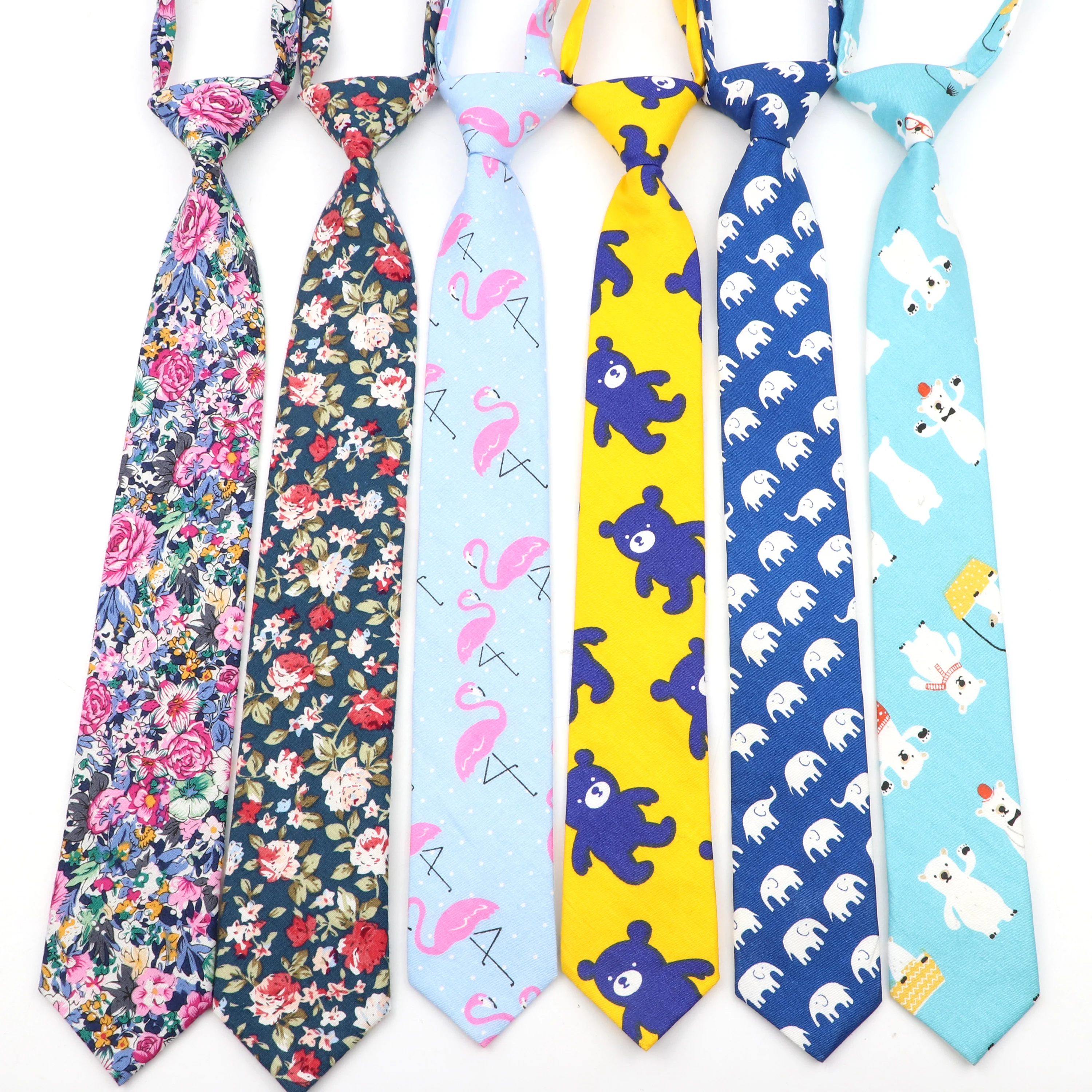 Corbatas ajustadas escolares de moda para niños y niñas, corbata de animales de dibujos animados informales, corbata de cuadros florales de Color sólido, corbata de estudiante Simple y delgada