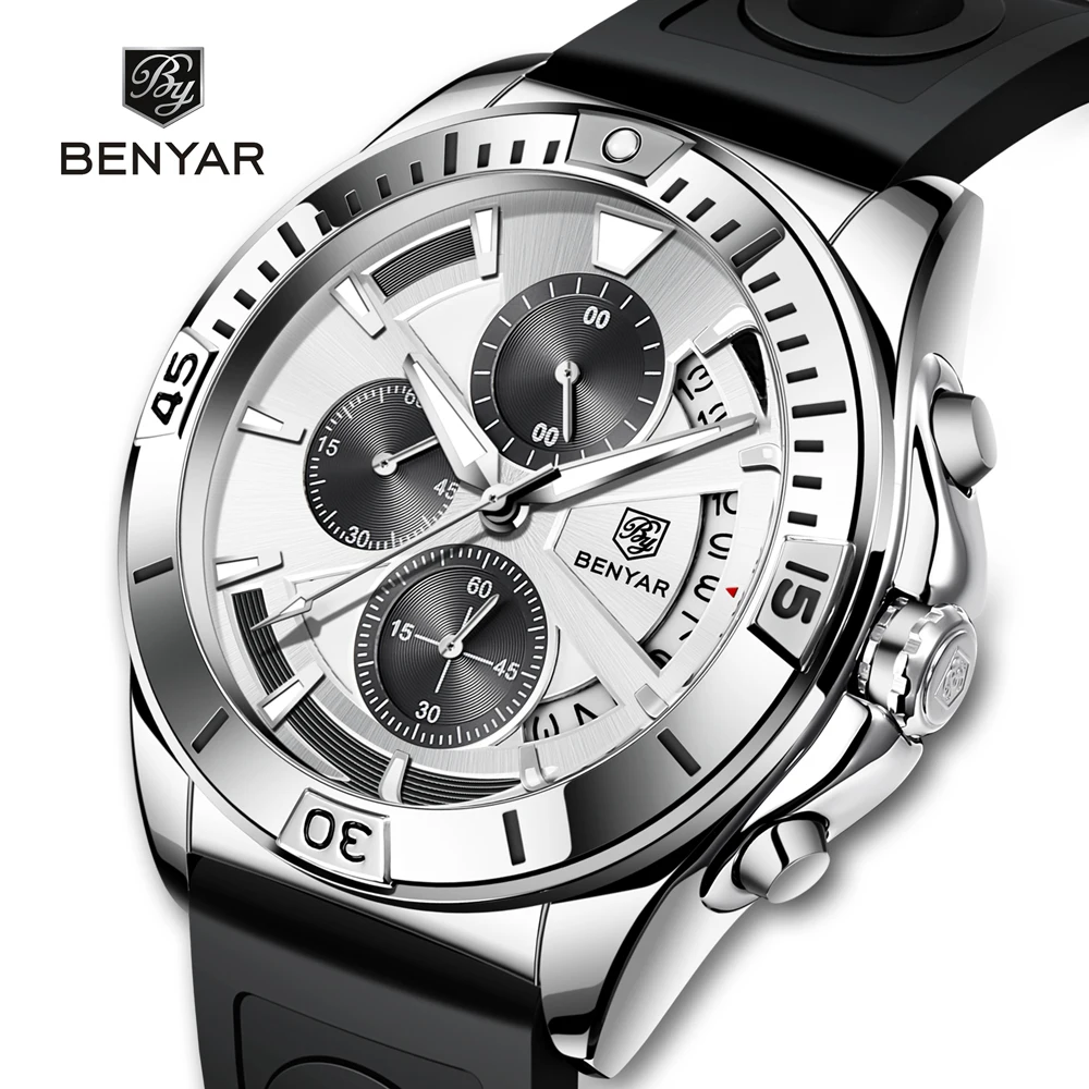 BENYAR Quartz Watch For Men Top Brand Luxury Men\'s Watches Chronograph Casual Military Waterproof Sports Clock Reloj Hombre 2023